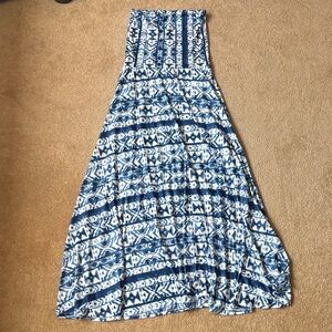 Vacay Blue and White Maxi Dress large indigo made in USA